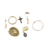 Selection of jewellery, including a black and white diamond set pendant, a 1960's cabochon