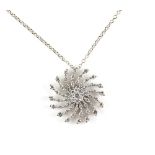Diamond spiral pendant, set with round brilliant cut diamonds, pendant measuring 2.2cm in