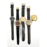 Five watches, including a Technos, two Ingersoll watches, a Mondia, and a Swiss Emperor watch (5)