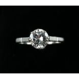 Early 20th C solitaire ring, set with a transitional cut diamond, in a eight claw mount, estimated
