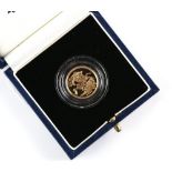 Royal Mint. 1999 Gold Proof Half-Sovereign Coin, in presentation box and case with certificate /