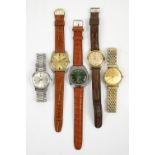 Slava 21 jewel wristwatch, with a green dial, with a vintage Timex watch, Sekonda 23 jewels watch,