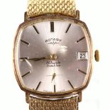Rotary, a gentleman's gold dress watch, the signed silvered dial with baton hour markers and date at