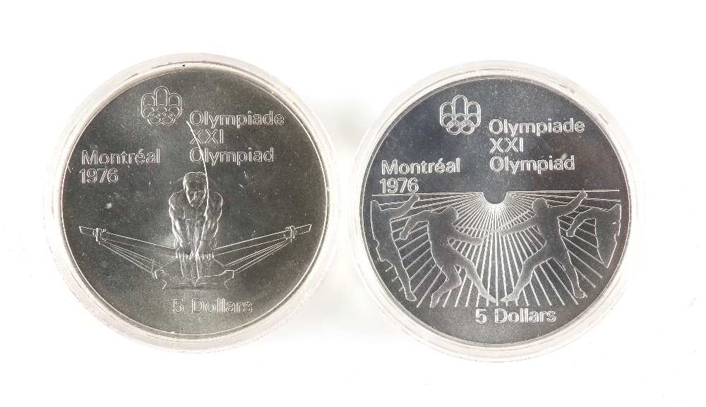 Elizabeth II Canada 1976 Montreal Olympics 5 dollars, two cased silver proofs depicting rowing and