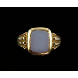 Late Victorian signet ring, set with a rectangular sardonyx, measuring an estimated 10.1 x 8.2 x 3.