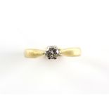 Single stone diamond ring, round brilliant cut diamond weighing an estimated 0.25 carat, six claw