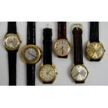 Poljot gentleman's brushed golden dial 17 jewel wristwatch on black leather strap, Services silvered