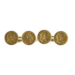 A pair of gold cufflinks, comprising of four Edward VII half sovereigns, three from 1902 and one