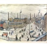 § Laurence Stephen Lowry RBA RA (British, 1887-1976). 'Huddersfield', offset lithograph in