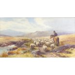 Thomas Rowden (1842-1926) Luckhaven Brook, Dartmoor watercolour, signed, 20cm x 38cm, Doe Tor