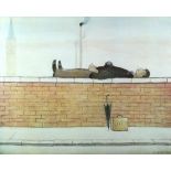 § Laurence Stephen Lowry RBA RA (British, 1887-1976). 'Man Lying On A Wall', offset lithograph in