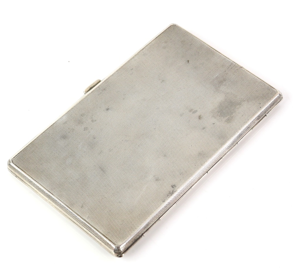 Modern silver ashtray, square with capped corners and engine-turned decoration to borders, by Lanson - Image 14 of 14