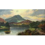 Major General William Henry Graham, Highland loch with mountains, oil on canvas, signed, 30cm x 50cm