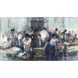 Roland Batchelor, British 1889-1990, 'Fish Market, Nice', signed, watercolour, 18.5cm x 33cm,