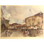 After Sir William Russell Flint, RA (Scottish, 1880-1969), Le Quatorze Juillet, colour print, signed