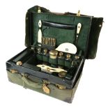Edward VII silver-gilt mounted dressing table case and contents comprising dressing table bottles,