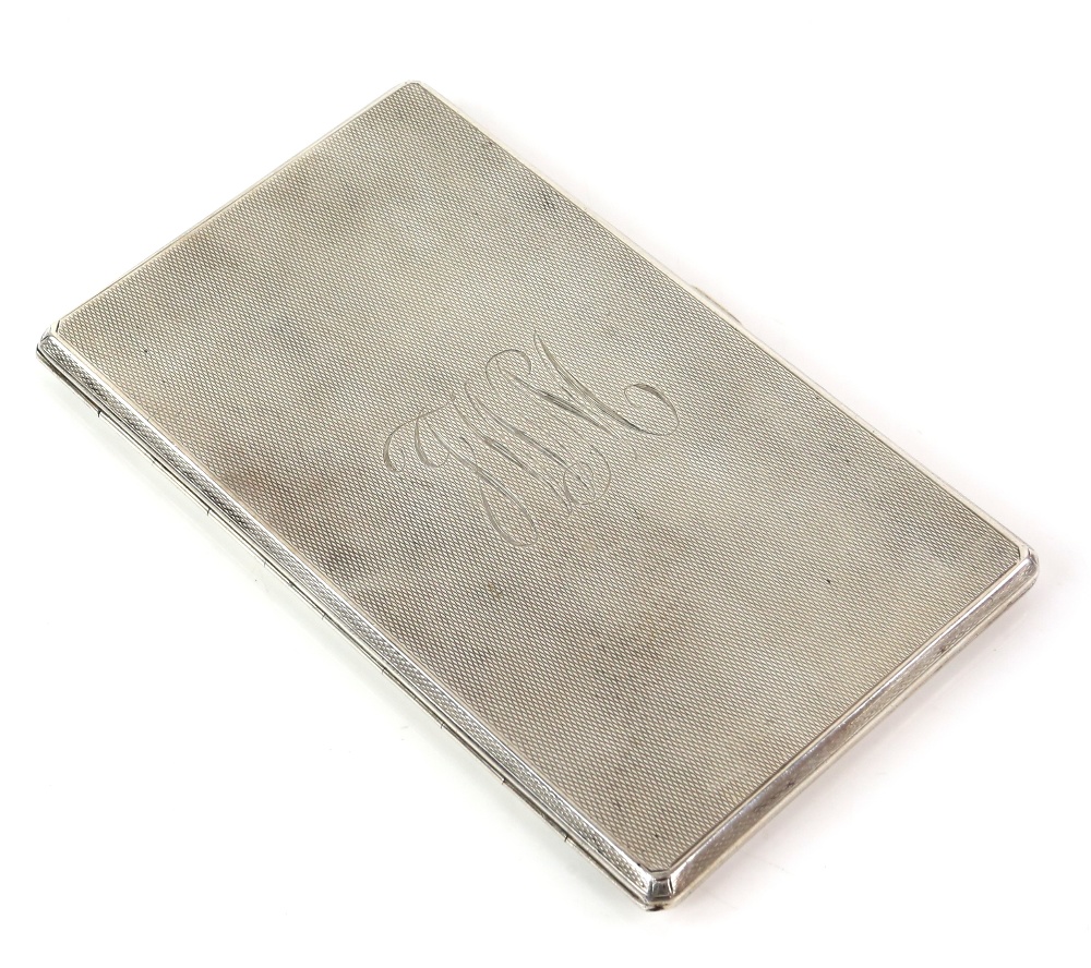 Modern silver ashtray, square with capped corners and engine-turned decoration to borders, by Lanson - Image 10 of 14