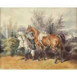 Piotr Stefanow, 20th century, Master with a pair of horses, signed and dated 1988, watercolour,