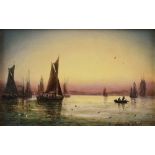 Adolphus Knell (British, act. c. 1860 - c.1890), seascape with ships in sail, signed, oil on