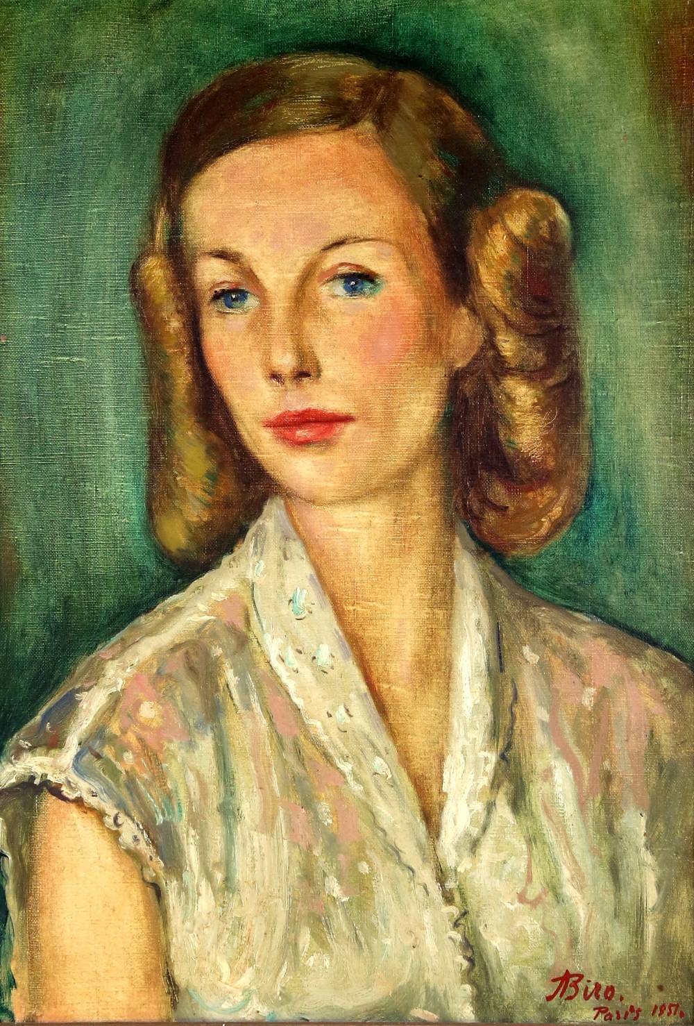 Biro, Paris Portrait of a lady, oil on canvas, 53cm x 47cm signed and dated 1951 and another oil