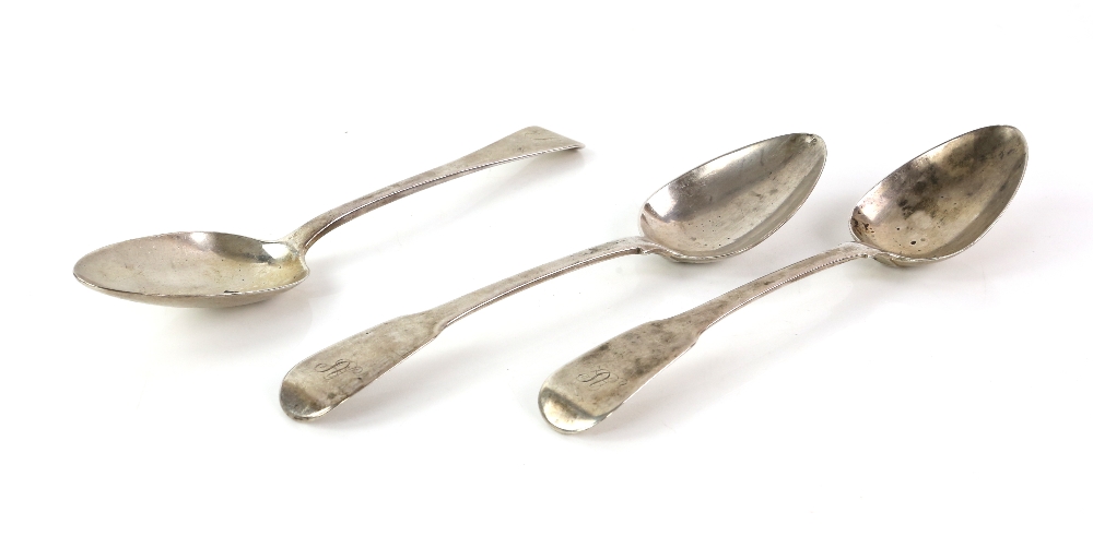 Pair of George III fiddle pattern table spoons, by Richard Crossley & George Smith IV, London, 1790,