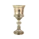 Continental silver cup, decorated with interchanging bands of fluting, cross hatching, beading and