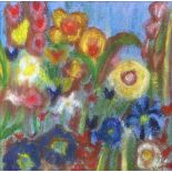 Sophie Jongman, 20th century, 'Flowers', signed, pastel on paper, 33cm x 33.5cm,