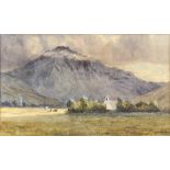 Richard Wane (1852-1904), mountainous landscapes, pair, watercolours, signed, 13.5cm x 22cm