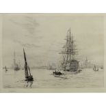 William Lionel Wyllie (British, 1851-1931), 'HMS Victory', etching, signed in pencil to lower left