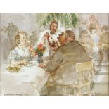 Roland Batchelor, British 1889-1990, 'Compiegne' or 'Enjoying the Pleasures of the Table', signed