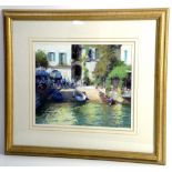 Contemporary pastel Italian harbour scene, signed indistinctly lower right, title verso Isola dei