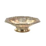 German octagonal footed bowl, with applied floral border to the bowl and stem, 26 cm diam., 14.5 oz.