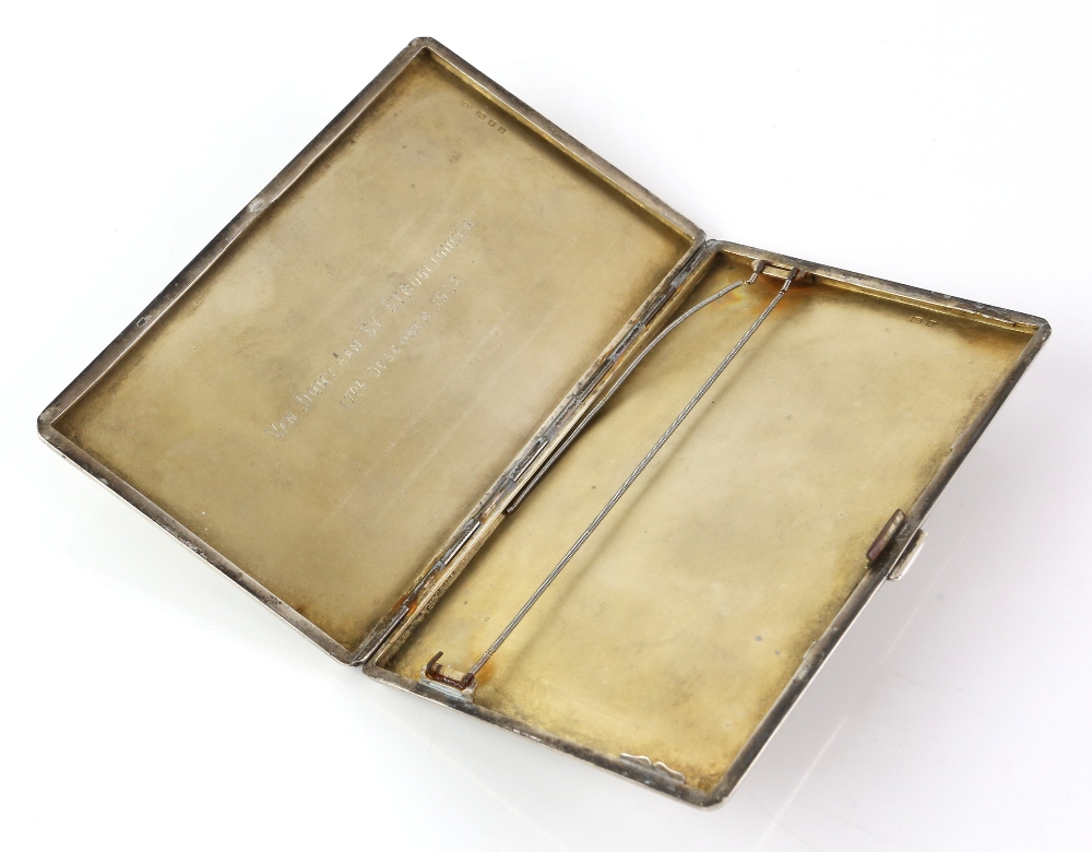 Modern silver ashtray, square with capped corners and engine-turned decoration to borders, by Lanson - Image 11 of 14