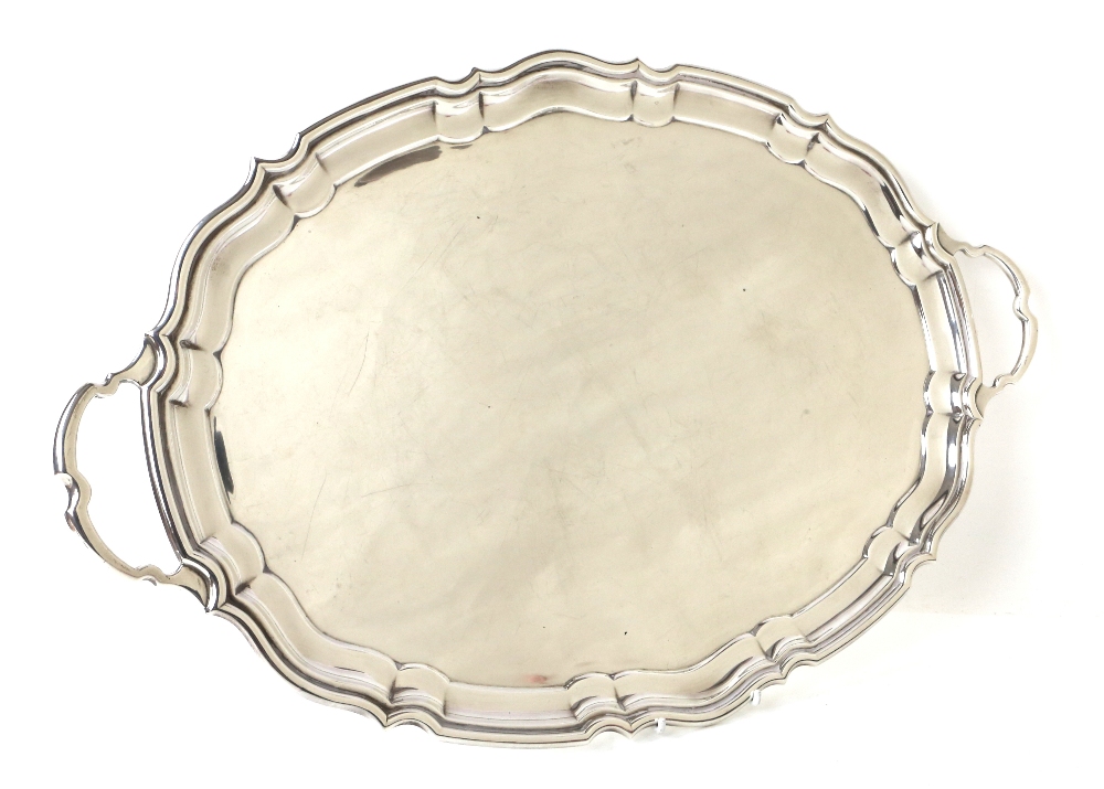 George V silver two handled tray, by Cooper Brothers & Sons Ltd, Sheffield 1930, with shaped border, - Image 3 of 4