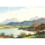 George Trevor, Highland landscape with loch and mountains, watercolour, signed, 25cm x 35cm