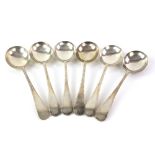 Six Edward VII silver Old English pattern soup spoons, by William Hutton & Sons Ld., Sheffield,