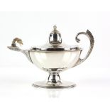 Edward VII silver table lighter, in the form of an Aladdin's lamp, by Roberts & Belk, Sheffield