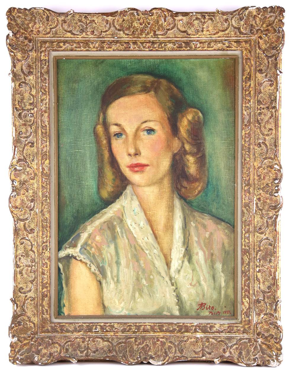 Biro, Paris Portrait of a lady, oil on canvas, 53cm x 47cm signed and dated 1951 and another oil - Image 2 of 5
