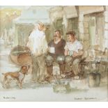 Roland Batchelor, British 1889-1990, 'Watermen, Richmond', signed, watercolour, 16cm x 18.5cm,