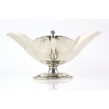 Victorian silver double lipped and double handled sauce boat, by Thomas Bradbury & Sons, London