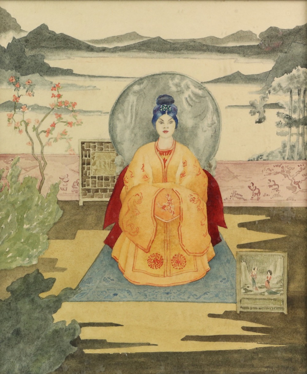 D Y Gooderson, 20th century, 'Chinese I' and 'Chinese II', depicting a man and lady in an outdoor - Image 2 of 7