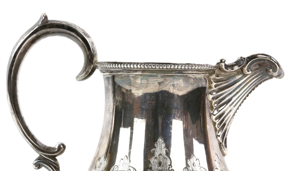 Victorian silver cream jug with engraved decoration, beaded border and foot, by Barnard & Sons Ltd., - Image 3 of 5