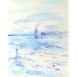 John Rosser, 'The Shoreline from a Window, Sandbanks', signed, gouache, 50cm x 39.5cm,