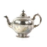 Victorian silver teapot with cartouches of engraved floral decoration, by Edward & John Barnard,