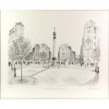 Two David Gentleman signed limited edition prints, comprising 'The Sundial Pillar at Seven Dials,