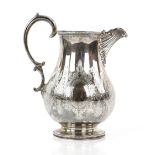 Victorian silver cream jug with engraved decoration, beaded border and foot, by Barnard & Sons Ltd.,
