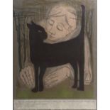 Pauline Jacobsen, 20th century, signed limited edition print 'For I am possessed of a cat,