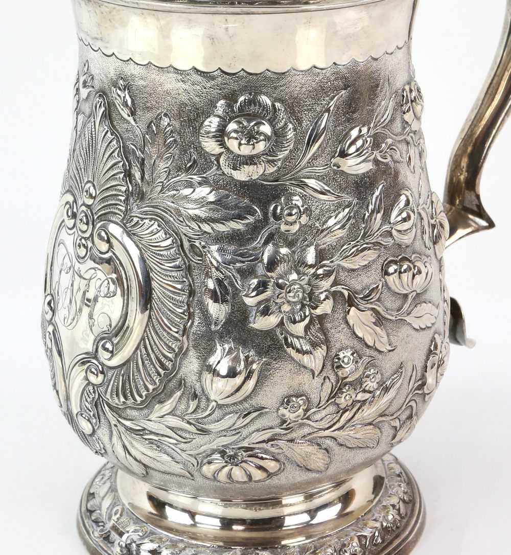 George IV silver tankard, by William Bateman I, London 1820, the body, foot and cover decorated - Image 6 of 8