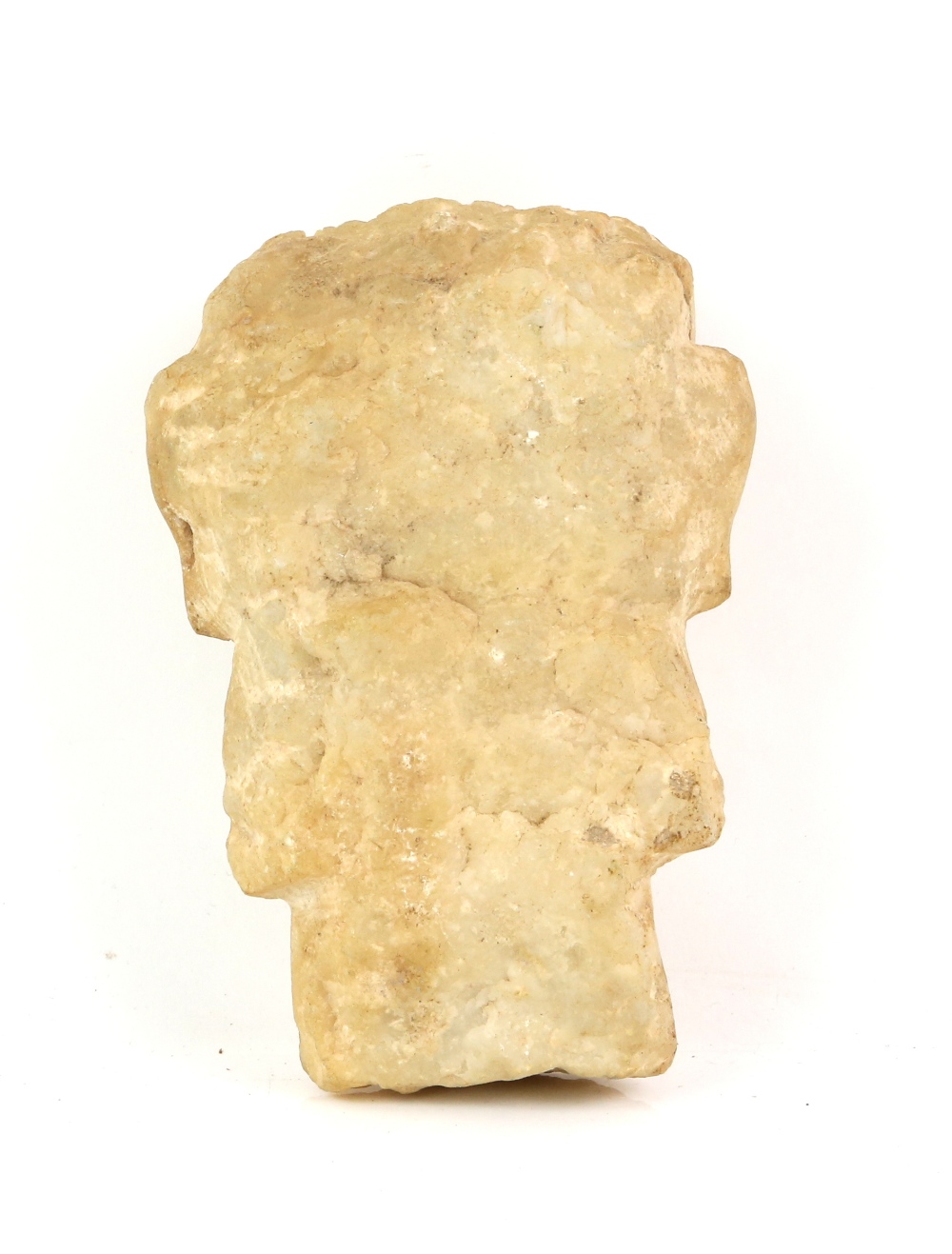 South Arabian alabaster head of a woman with deeply recessed eyes, incised eyebrow, straight nose - Image 4 of 7