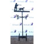 20th century cast-iron weathervane with sportsman with his gun and pointer, 181cm high,